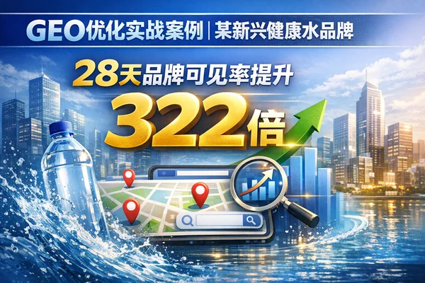 GEO优化实战案例|某新兴健康水品牌28天品牌可见率提升322倍